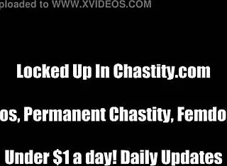 carissa montgomery locks slave in chastity for teasing handjob humiliation