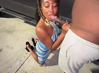 Married girl sucks trucker dick in parking lot like slut