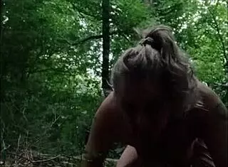 European milf slave humiliated in forest with dildo and handcuffs