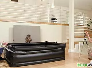 sexy brunette masseuse sucks client in nuru massage - seth gamble gal ritchie