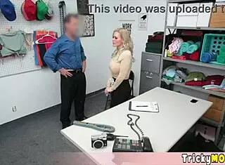 Blonde Milf with Huge Tits Caught Shoplifting Offers Pussy