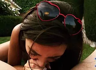 Frida Sante Milks Pecker In Backyard POV.