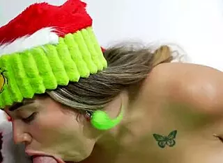 Why is sara blonde having hardcore sex with the grinch this christmas, getting face fucked and spanked?