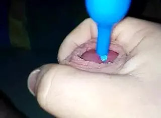 handjob with plugin leads to cumshot in casual setting