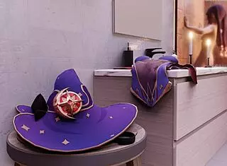 mona pleasures herself with slime dildo in bathroom