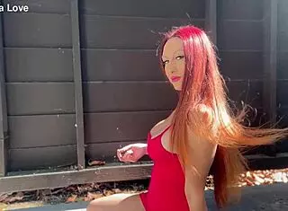 Artemisia love, big tits milf, smokes outdoors in sexy session