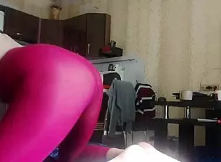 Hot hairy girl plays with big dildo