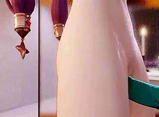 mona pleasures herself with slime dildo in bathroom