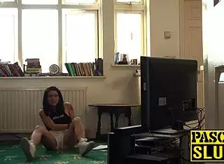 Teen subslut spanked and fucked hard by dominant male in bdsm reality.