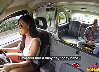Female fake taxi driver begs for hard pounding in backseat