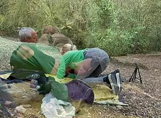 during outdoor excursion with stepbrother, she performs blowjob on mountain and takes cum in mouth