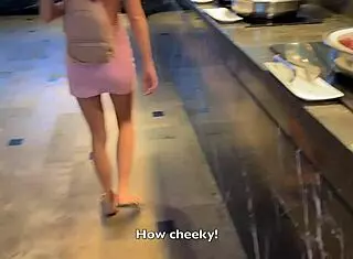 Hot Brunette Surrenders To Rough Passion With Stranger In Hotel Restaurant After Heated Argument