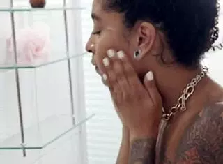 Brazilian amateur in bikini and heels gives POV blowjob.