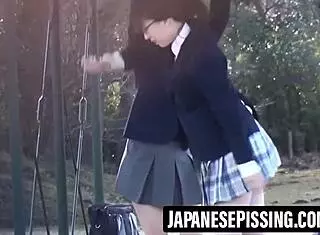 Cute Japanese girl pees and cleans bathroom.