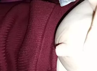 She takes a milk bath from her huge nipples.