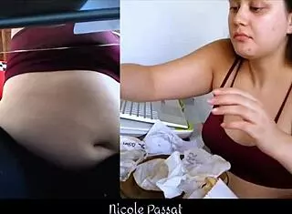 Curvy Latina BBW Teases with Belly Farting Fetish While Studying