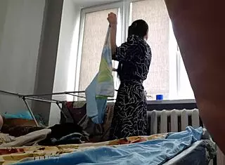 While My Girlfriend Was Hanging Out The Laundry I Fucked Her Pussy Hard