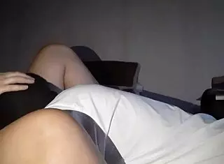 Roommates asleep, we sneak lesbian licks in dorm darkness