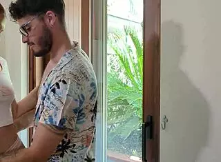 Wow, my nympho neighbor lured me in for a wild fuck and a mouthful of cum!