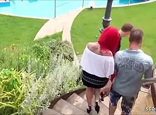 纹身红发大奶女星户外硬核三人行