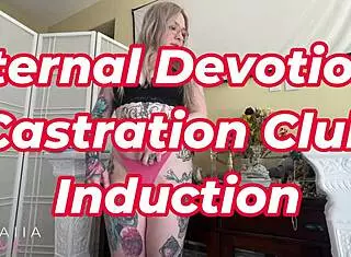 Blonde Femdom Humiliates And Punishes Submissive In Eternal Devotion Castration Club Induction At Night Club