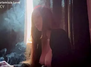 artemisia love, italian milf, smoking cigarette solo with big tits