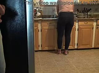 My turkish stepmom almost caught me masturbating and cumming on her big ass, what a close call