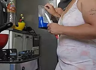 Pregnant woman showing off her big ass