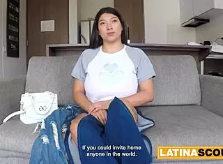 massive tits latina bbw slut gets rough deep throat blowjob in casting.