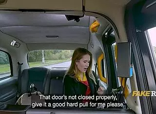 russian girl feels intense pleasure in taxi backseat