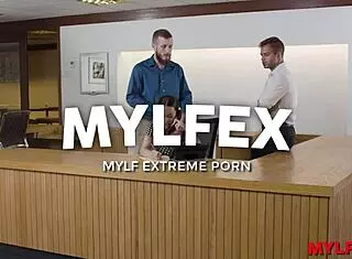 that hot receptionist at mylfex is so unique, with big tits and shaved pussy