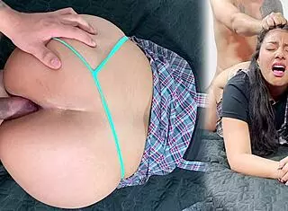 Petite Latina's Painful First Anal Experience With Creampie