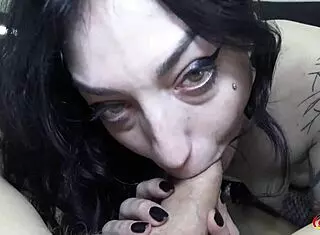 Crazy goth girl squirts during rough casting fuck.