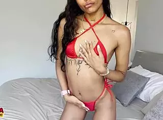 tiny teen gets pussy creampie in latina casting