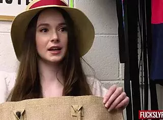 during summer break, the shy teen shoplifts and ends up getting fucked in the office