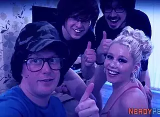 Hey, newbie slut giving head to a nerd!