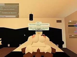 In roblox porn, whore rides monster cock for creampie