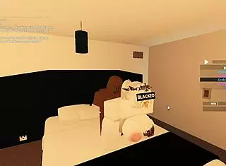 In roblox porn, whore rides monster cock for creampie