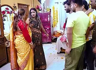 desi step mom teaches her step daughter to fuck in a gangbang