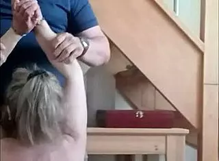 my slave session with ice and blowjob