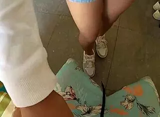 I removed condom and prostitute takes all semen inside shaved pussy