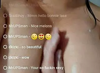 In a live webcam show, a BBW woman bathes in the shower, revealing her huge tits and boobs.