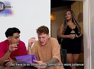 Boss latina milf carla morelli moans while fucking big white cock.