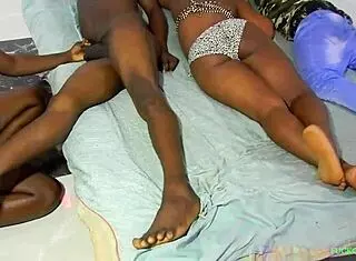 Everyone Joins the Sweet Fuck in 4some with Big Black Cock