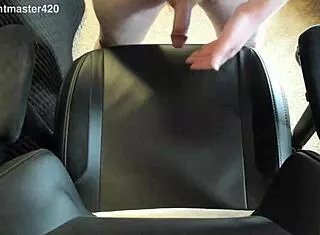 i'm a redhead teen masturbating with a huge cock in the bedroom, massive cummm spray close up.