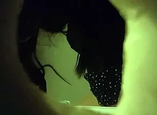 hidden cam captured sexy white panties babe peeing through a wall hole