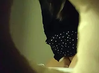 hidden cam captured sexy white panties babe peeing through a wall hole