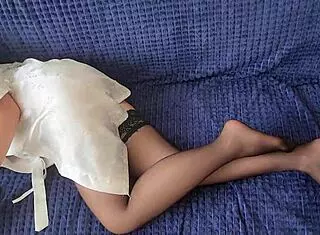 Stepmom allows stepson foot jerk