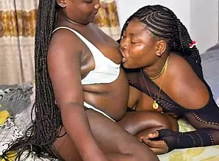 Sexy Black Lesbians Finger Fuck Each Other's Juicy Pussies