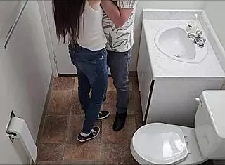 i bent over in the school toilet for tight pussy fucking